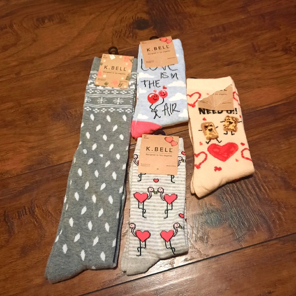 💲4pack K.Bell Valentines Day Crew & Knee HighSocks